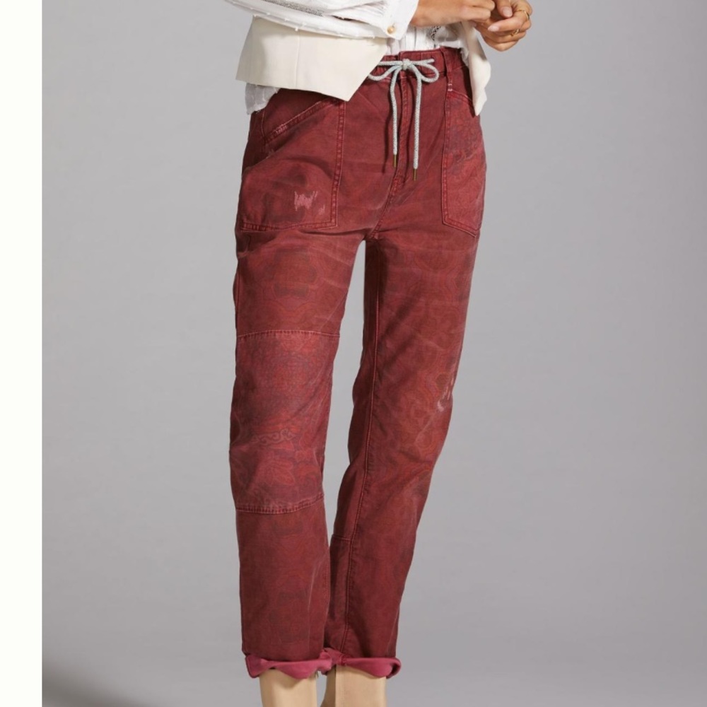 Anthropologie Pilcro Boho Artsy Patchwork High Rise Straight Leg Pants - Picture 5 of 13